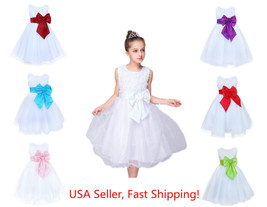 Wedding Party Flower Girl's Big Bow Dress Sparkle Tulle Pageant Formal Dress 2-8 - $19.98