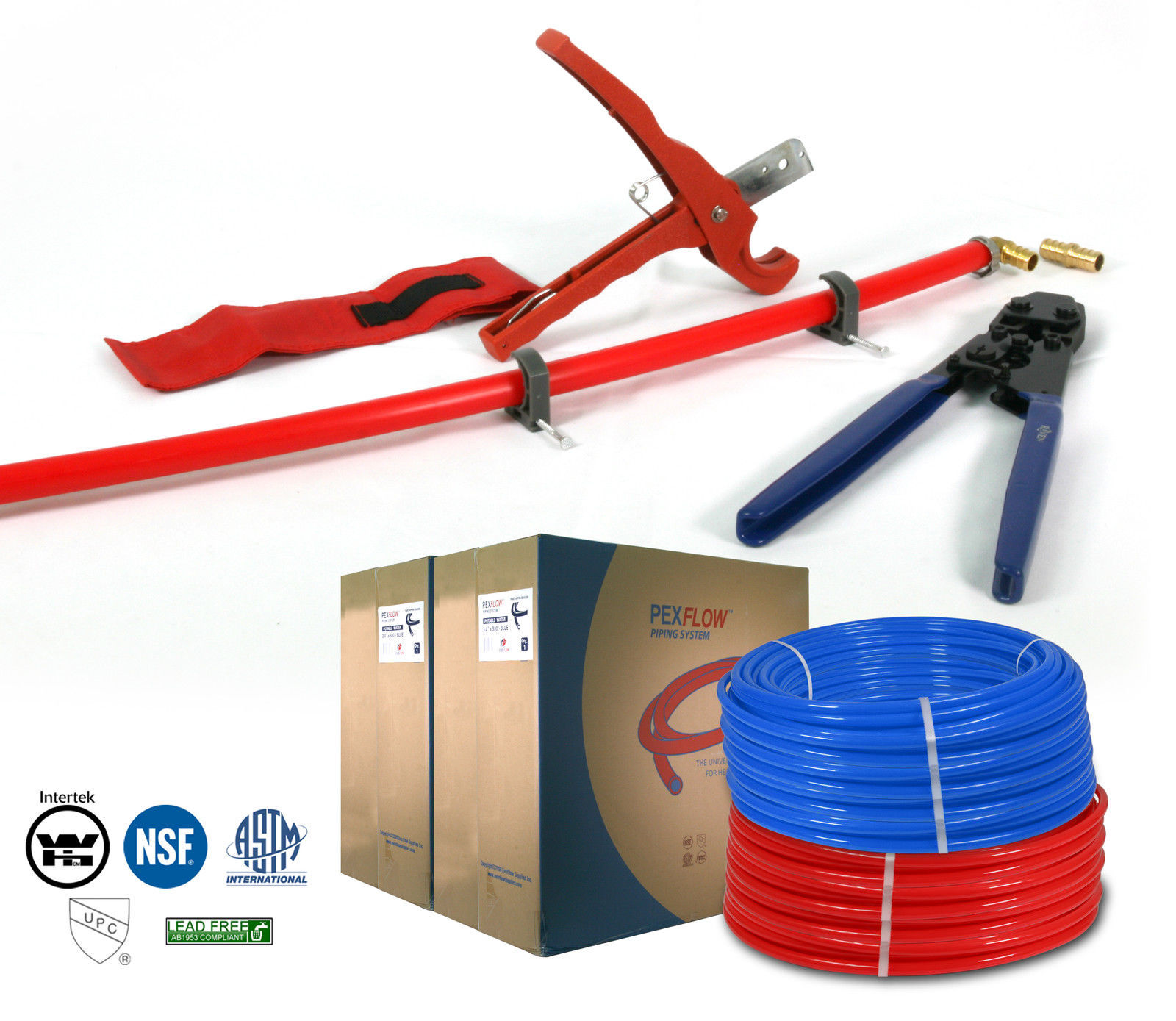 PEX TUBING, FITTINGS & TOOLS STARTER KIT 3/4" X 500FT TUBING Valves