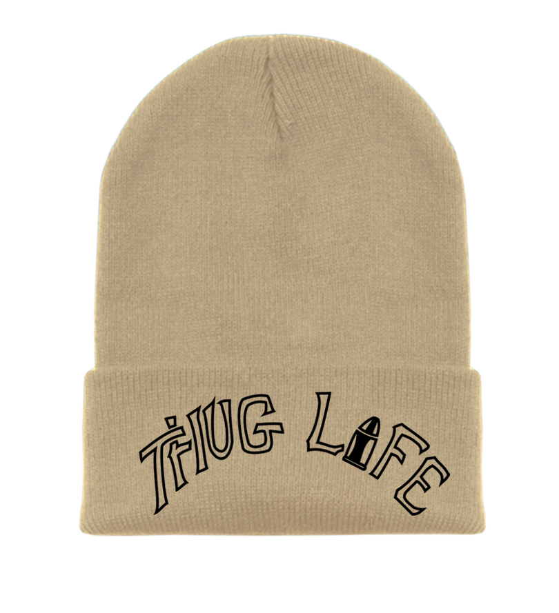 Thug Life Tupac Shakur 2pac Beanie Hat Skully Fold Over - Hats