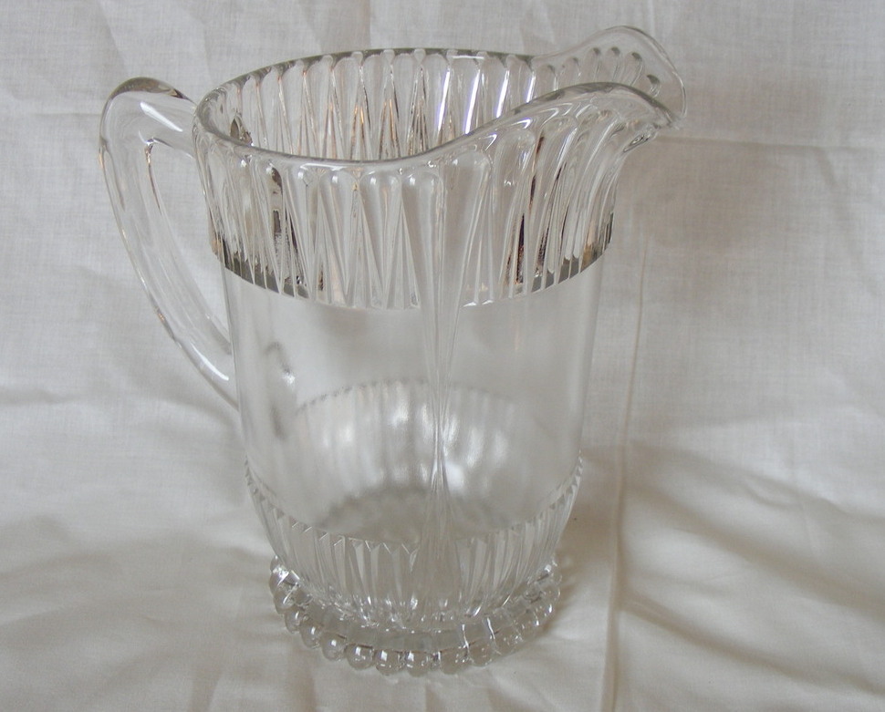 Vintage Glass pitcher one quart bubble detailing Glassware