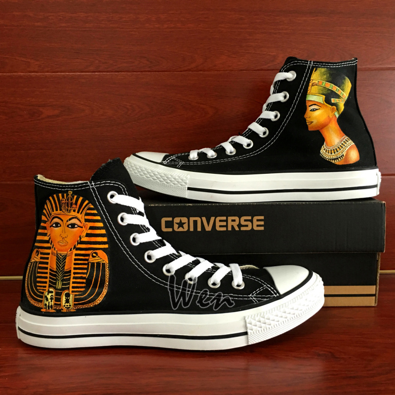 Egyptian Theme Africa King Queen Design Converse All Star Hand Painted Shoes