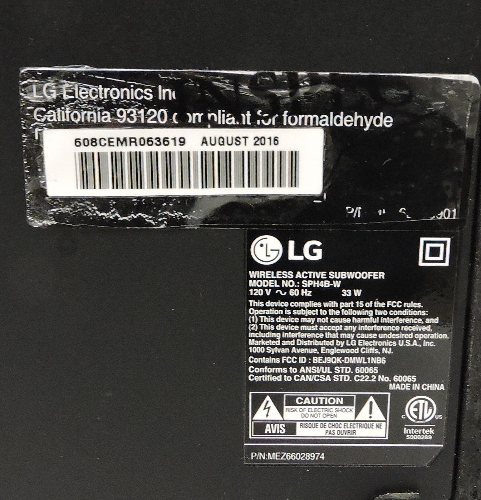 LG SH3K Wireless Soundbar w/ SPH4BW Subwoofer System Home Speakers