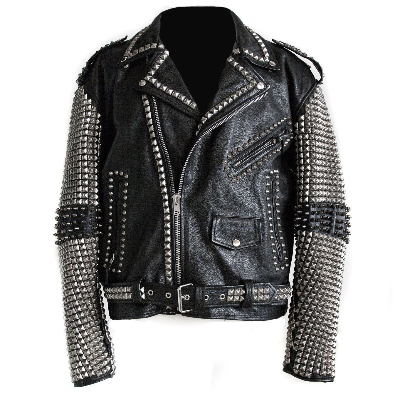 Image of Handmade Men Studded Leather Biker Motorcycle Punk Rocker jacket Rock punk Men