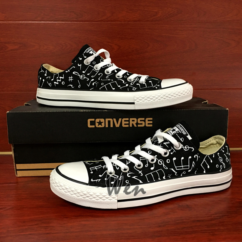 Low Top Converse All Star Musical Note Original Design Hand Painted Shoes Wen