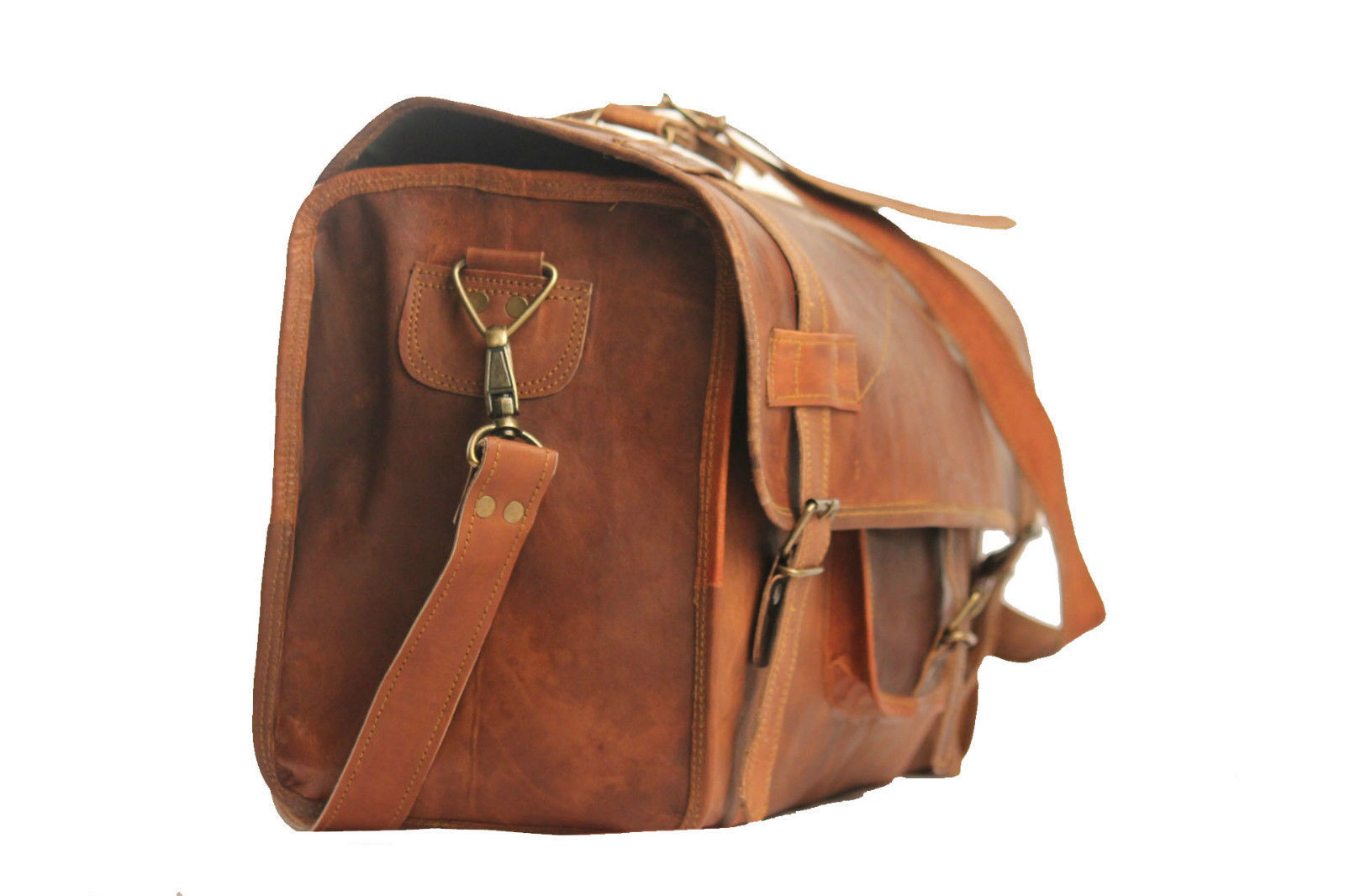 Genuine Brown Leather Large Vintage Duffle and 16 similar items