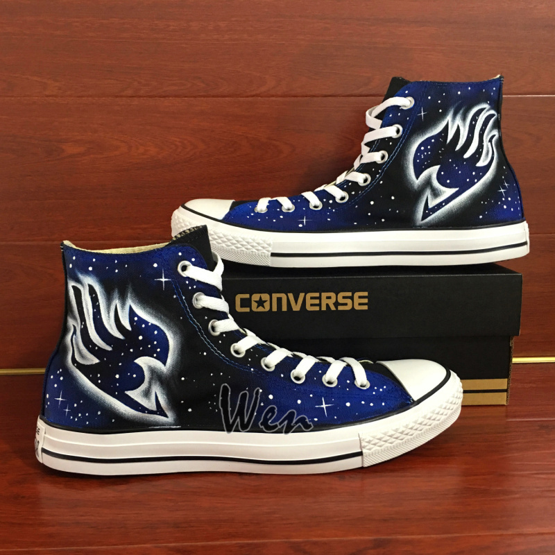 Fairy Tail Galaxy Star Design Custom Converse All Star Hand Painted Shoes Unisex