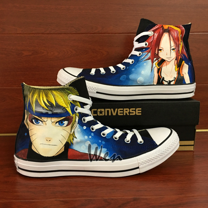 Anime Design Converse All Star Sneakers Hand Painted Shoes Naruto Shaman King