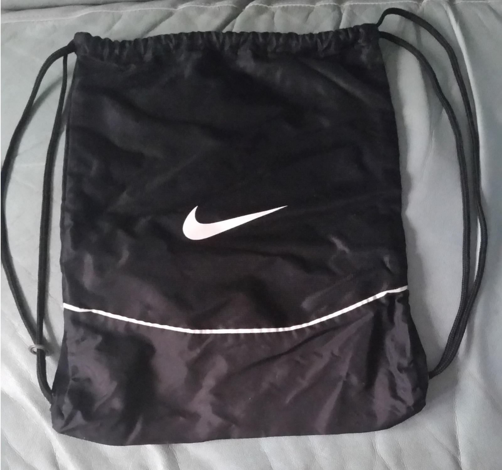 NIKE BLACK GYM SACK BACK PACK BACKPACK BOOK BAG GYM TRAVEL ...