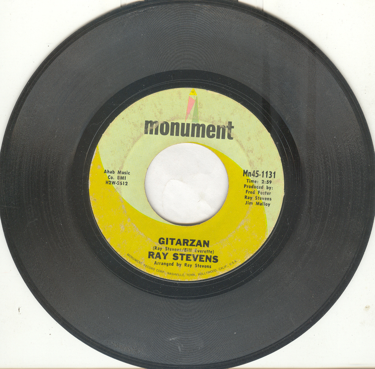 RAY STEVENS 45 rpm Gitarzan Records