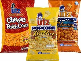 Utz Butter, Cheese &amp; Hulless Puffin&#39; Cheddar Popcorn Variety 3-Pack - $25.69