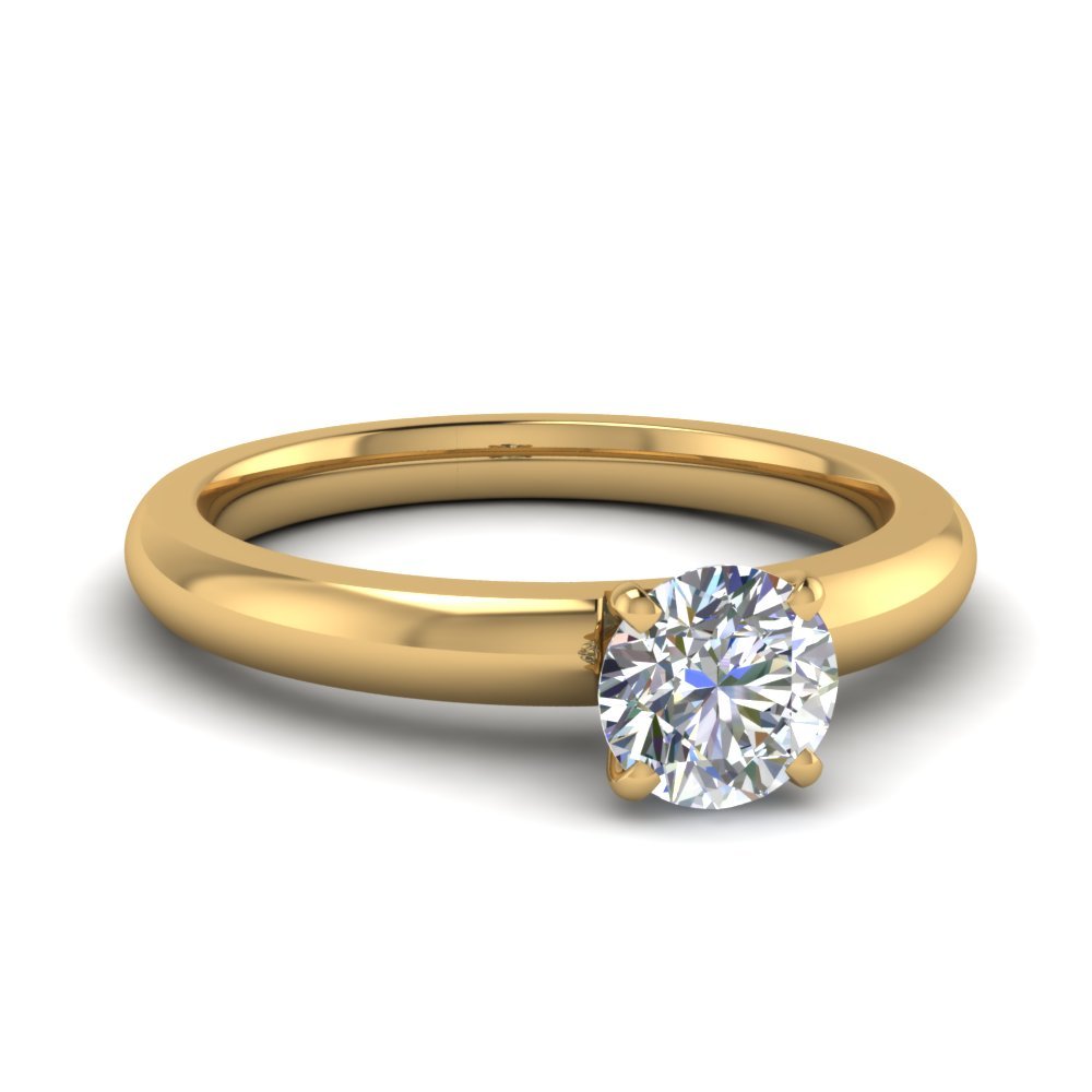 Ct Round Cut Cubic Zirconia Classic Solitaire Ring K Yellow Gold Plated CZ Moissanite