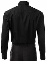 Berlioni Italy Men's Premium French Convertible Cuff Solid Dress Shirt Black image 3