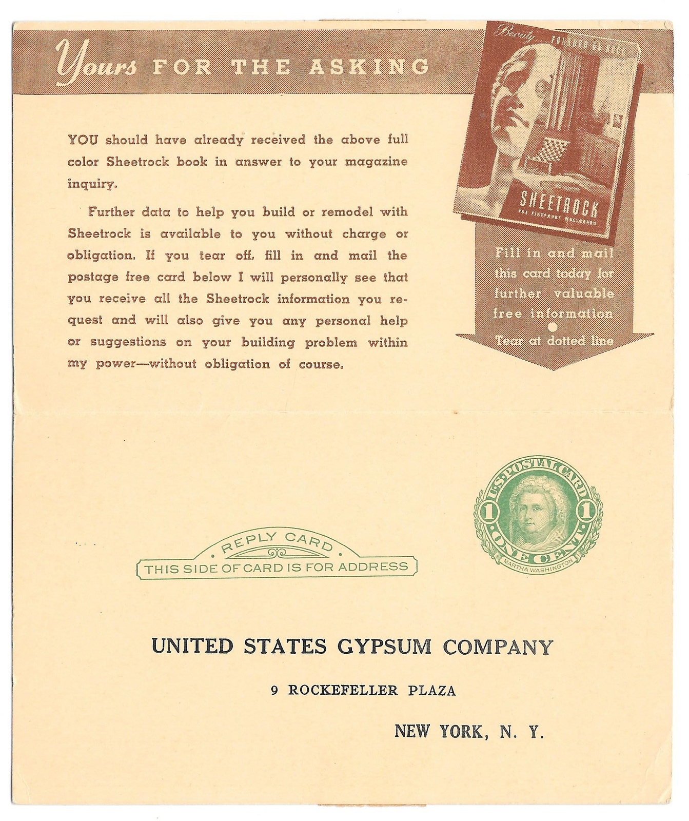 Sc UY7 Illustrated Preprinted Advert Paid Reply Postal Card United