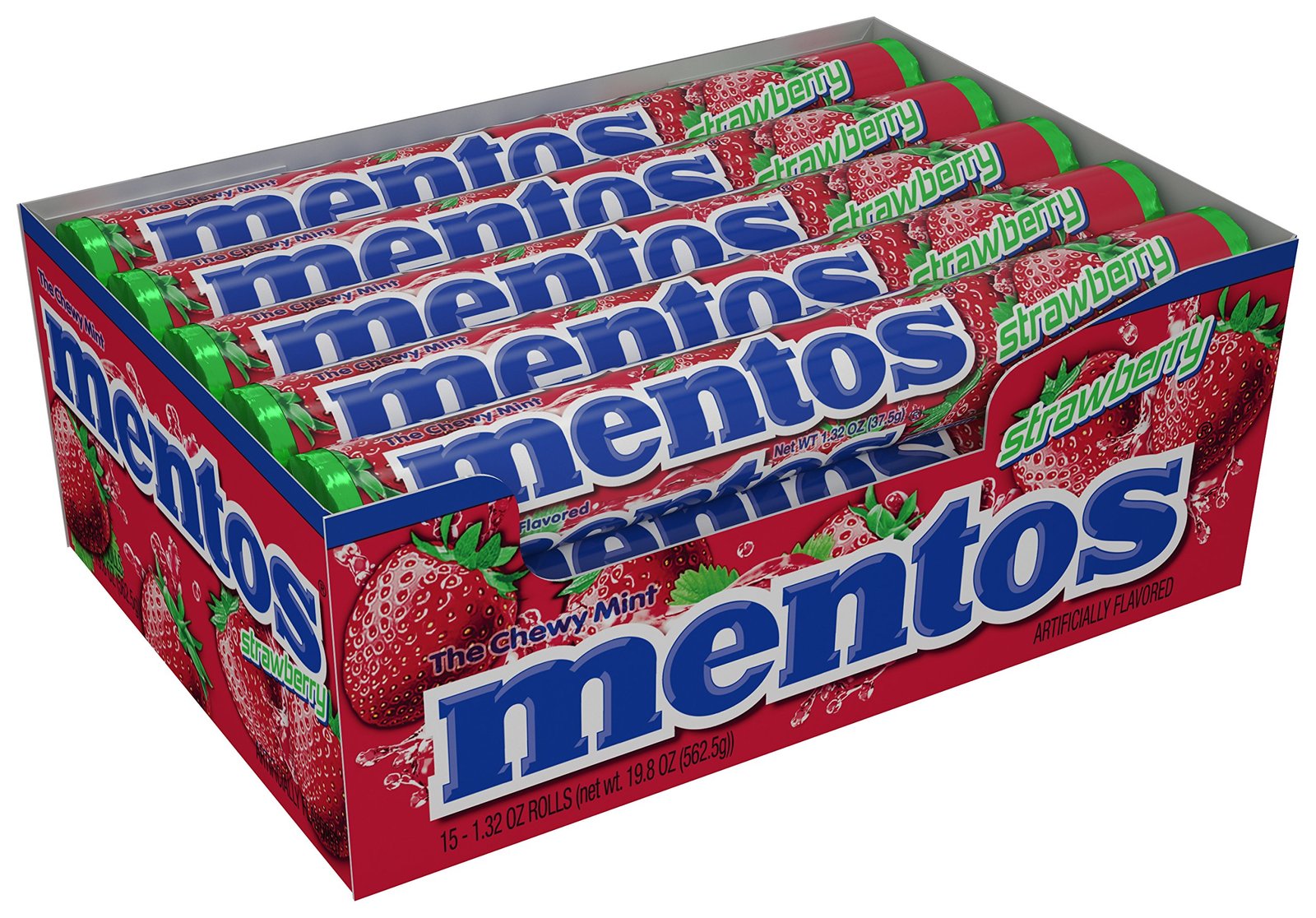 Mentos Chewy Mint Candy Roll, Strawberry, Valentines Candy, 1.32 ounce ...