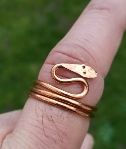 Pure Copper Smooth Plain Snake adjustable Ring Evil Eye Protection Hindu Lucky K