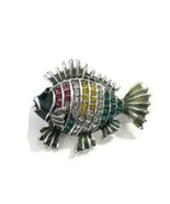 Fish Brooch. Colorful, Rhinestone Caribbean Striped Fish Pin / Brooch - $12.69