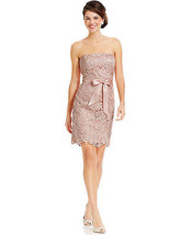 Adrianna papell New Womens Blush/Pink lace Strapless Cocktail Dress   10 - $129.99