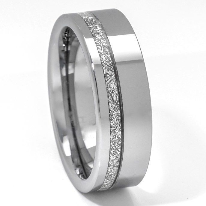 Meteorite Ring 8mm Tungsten Carbide Comfort Fit Mens Wedding Band - Rings