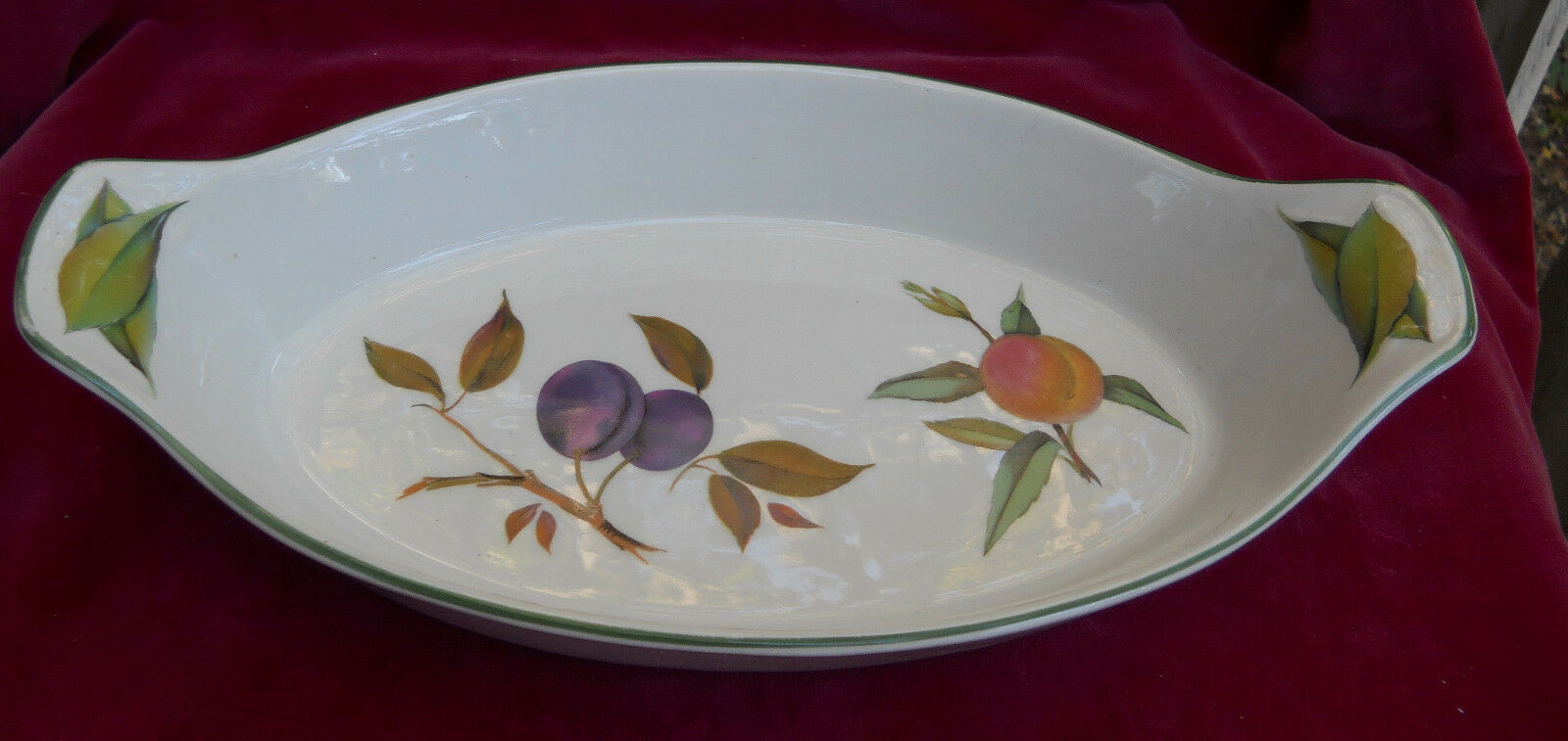 Primary image for ROYAL WORCESTER EVESHAM VALE CASSEROLE BAKER DISH AUGRATIN 13 1/2" PEACH PLUMS