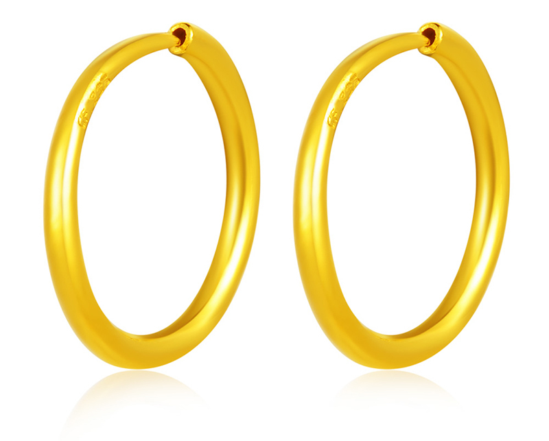 ZZZ 24k Pure Gold Hoop Earrings For Women Noble Atmosphere Shining ...