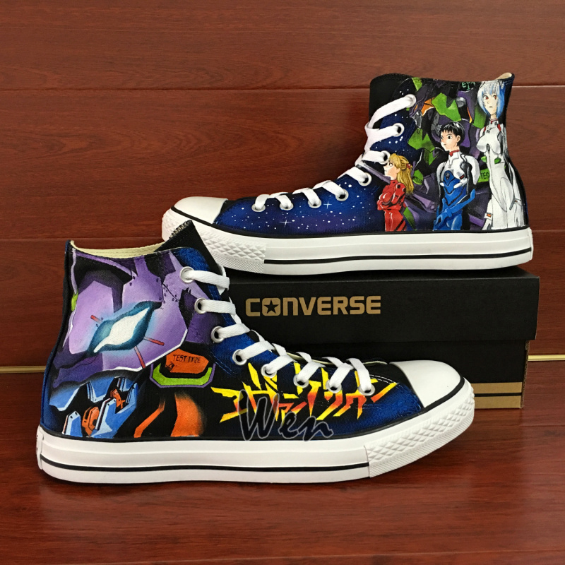 Anime Neon Genesis Evangelion Design Converse All Star Hand Painted Shoes Unisex