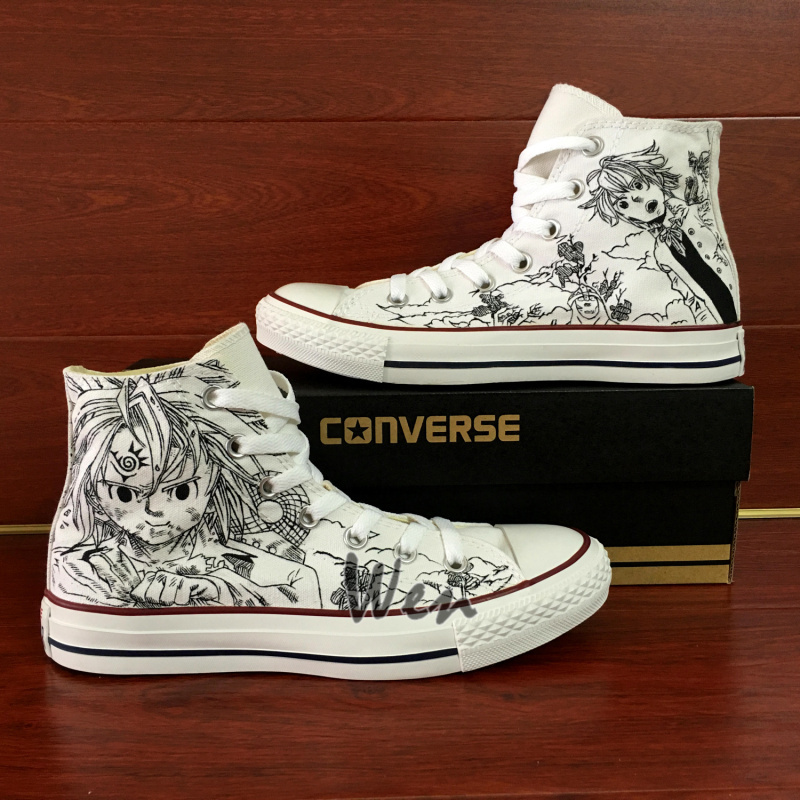 Anime Seven Deadly Sins Design Converse All Star Hand Painted Shoes Sneakers