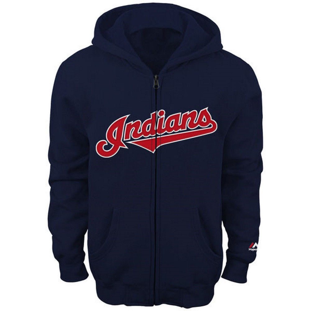 Boy's 8-18 Cleveland Indians Hoodie Wordmark Full Zip Sweatshirt MLB ...