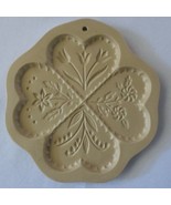 Four Hearts Brown Bag Ceramic Cookie Mold Hill Design 1994  Clover Flowers - $18.00