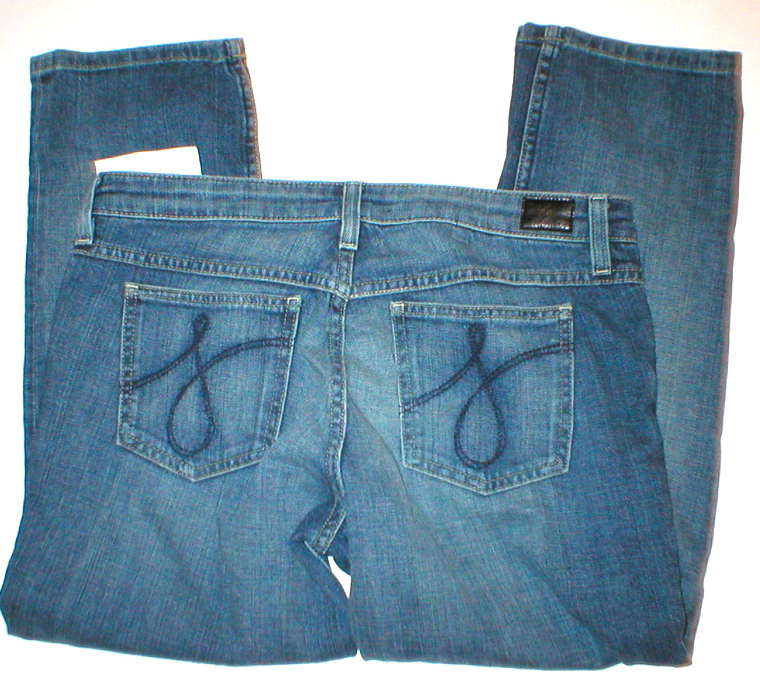 NWT Womens $168 Juicy Couture Crop Jeans 27 28 x 24 New Blue Logo Pockets USA