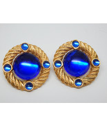 Royal Blue Cabochon Vintage PARK LANE Earrings in Gold tone - Pierced - ... - $42.00