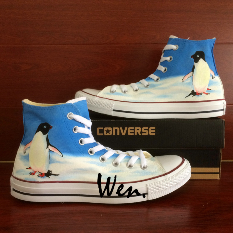 Antarctic Penguin Original Design Converse All Star Hand Painted Shoes Sneakers