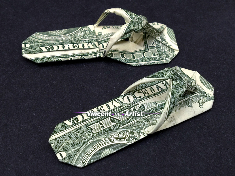 SANDALS Money Origami Art Dollar Bill Cash Slippers Thongs Flip Flops
