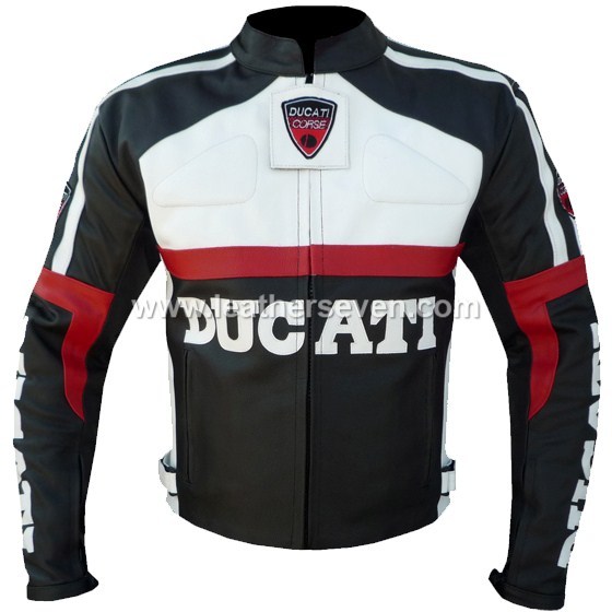 Image of MEN MENS DUCATI BLACK LEATHER MOTORCYCLE MOTORBIKE BIKER ARMOUR JACKET
