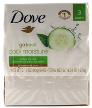 3 Dove Go Fresh Cool Moisture Beauty Bars With Cucumber And Green Tea Scent