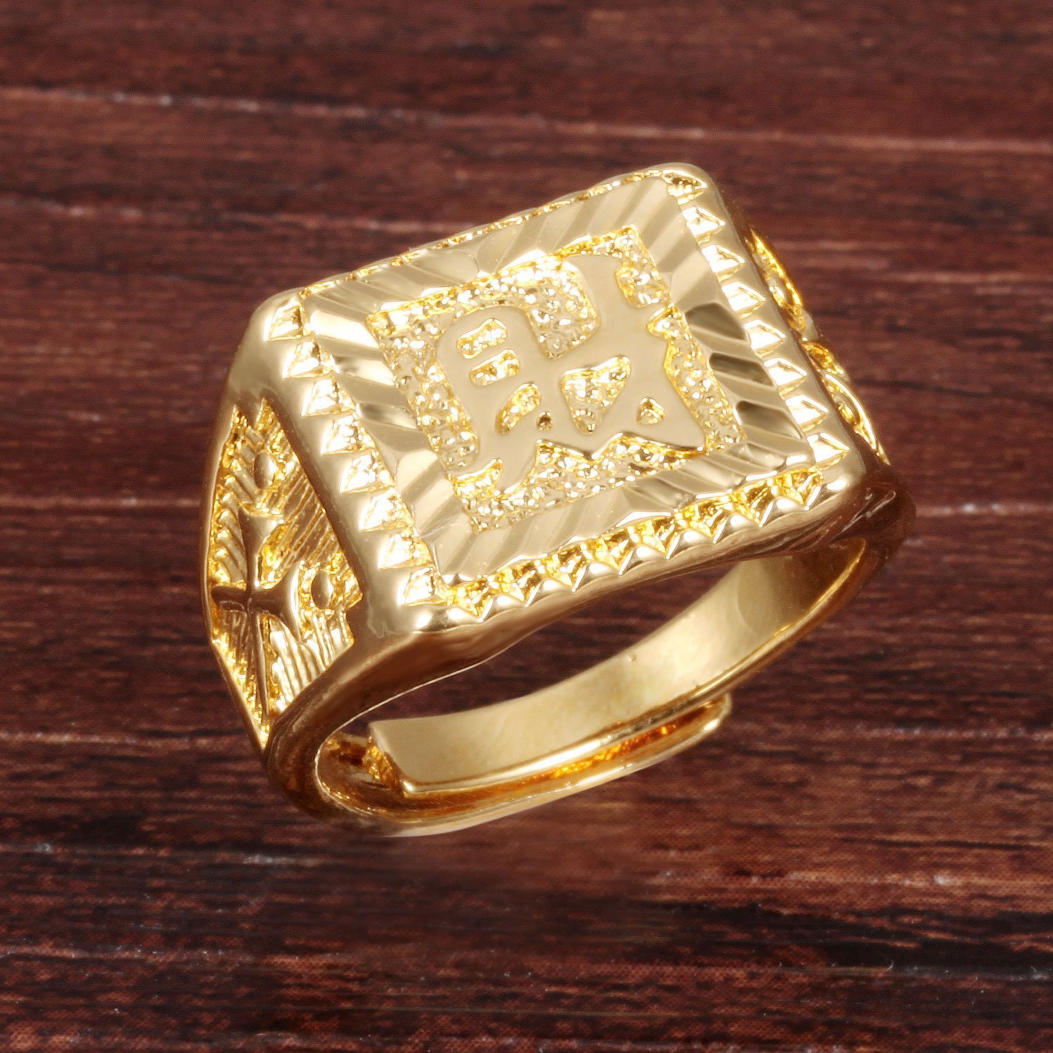 Yellow Gold Plated Mens Jewelry Adjustable Fashion Band Ring  Men\u002639;s Jewelry