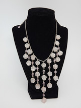 Carved ROSE QUARTZ Drop NECKLACE in Sterling Silver -19.5 inches long -F... - $95.00