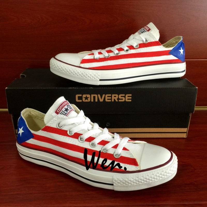 Low Top Converse All Star USA Puerto Rico Flag Design Hand Painted ...