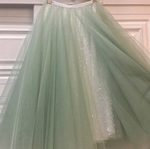 Carrie Bradshaw Tulle Skirt Outfit Plus Size Midi Tulle Green Tutu Holiday Skirt image 7