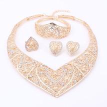 Ads heart shaped collar statement silver plated necklace earrings set for women vintage thumb200