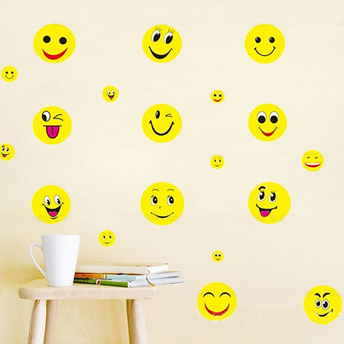 Removable Cartoon Emoji Smiley Face Wall Sticker Living Room Bedroom