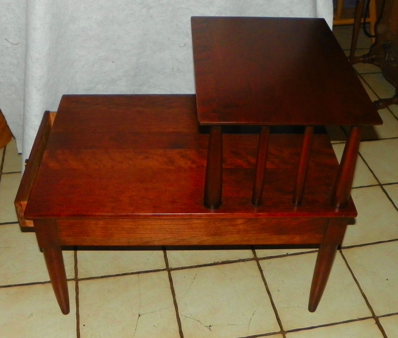 Solid Cherry Mid Century Step End Table / Side Table by Willett - Post-1950