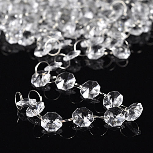 33FT Acrylic Crystal Clear Bead Hanging Garland Chandelier Wedding Decorations - $11.51