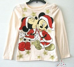 Disney  NWT Girl Size 6 Pink Tee Shirt Minnie Kissing Mickey Mouse Holiday KD790 - $18.23