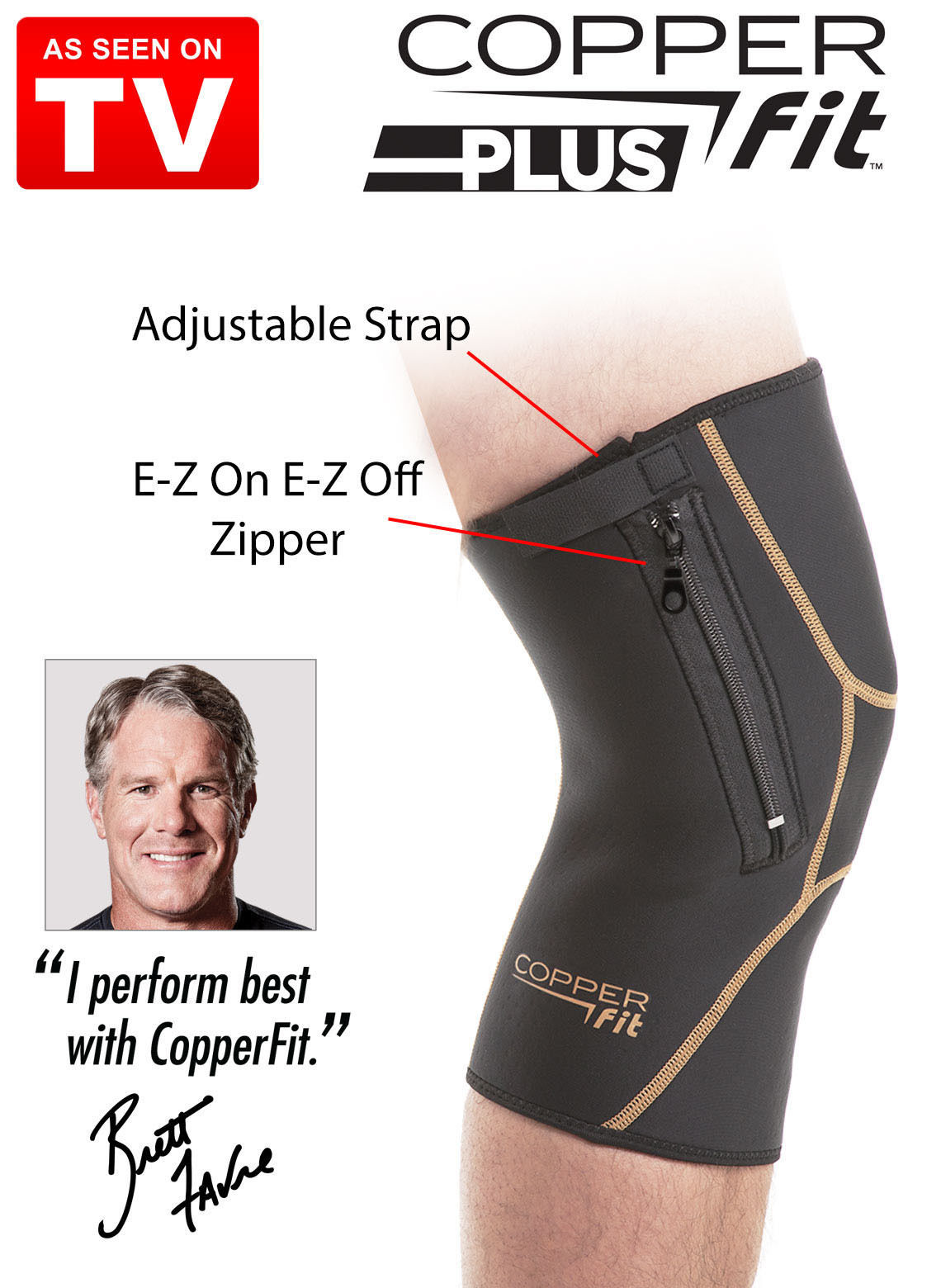 Copper Fit Plus Knee Support Compression Sleeve W Zipper Xxl 21 23