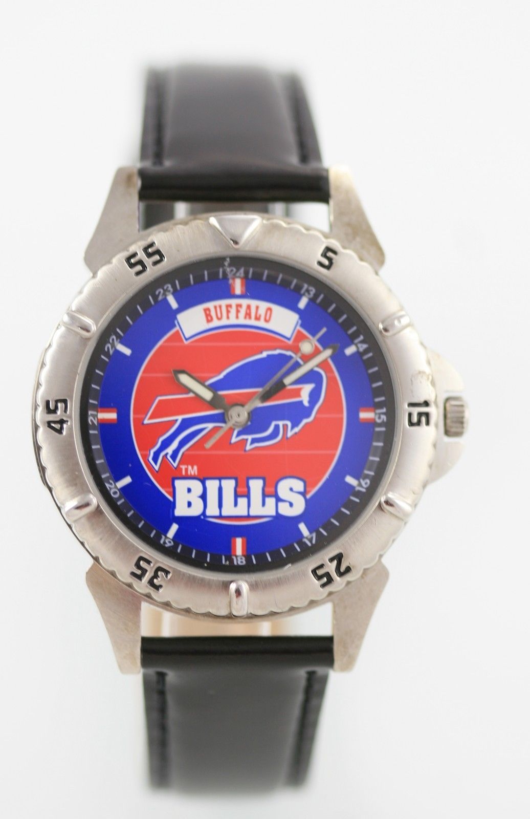 Fossil Mens Official NFL Buffalo Bills Logo Dial Silver Case Black ...