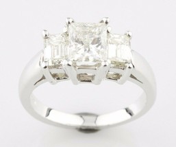 2.07 Carato Diamante Taglio Princess 18k Oro Bianco 3-Stone Fidanzamento... - $4,573.84