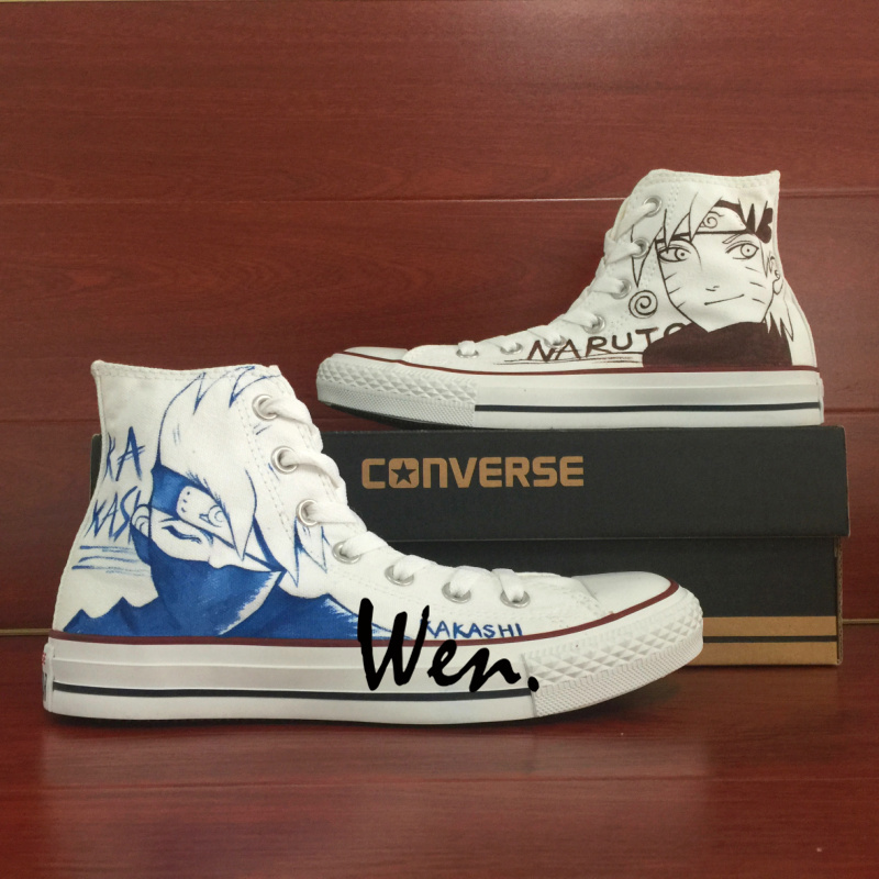 Hand Painted Shoes Anime Kakashi Naruto Design Converse Sneakers High Top Shoes