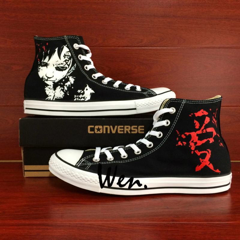 Converse All Star Anime Naruto Shippuuden Gaara Love Hand Painted Shoes ...