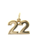 18K YELLOW GOLD NUMBER 22 TWENTY TWO PENDANT CHARM .7 INCHES 17 MM MADE IN ITALY image 1