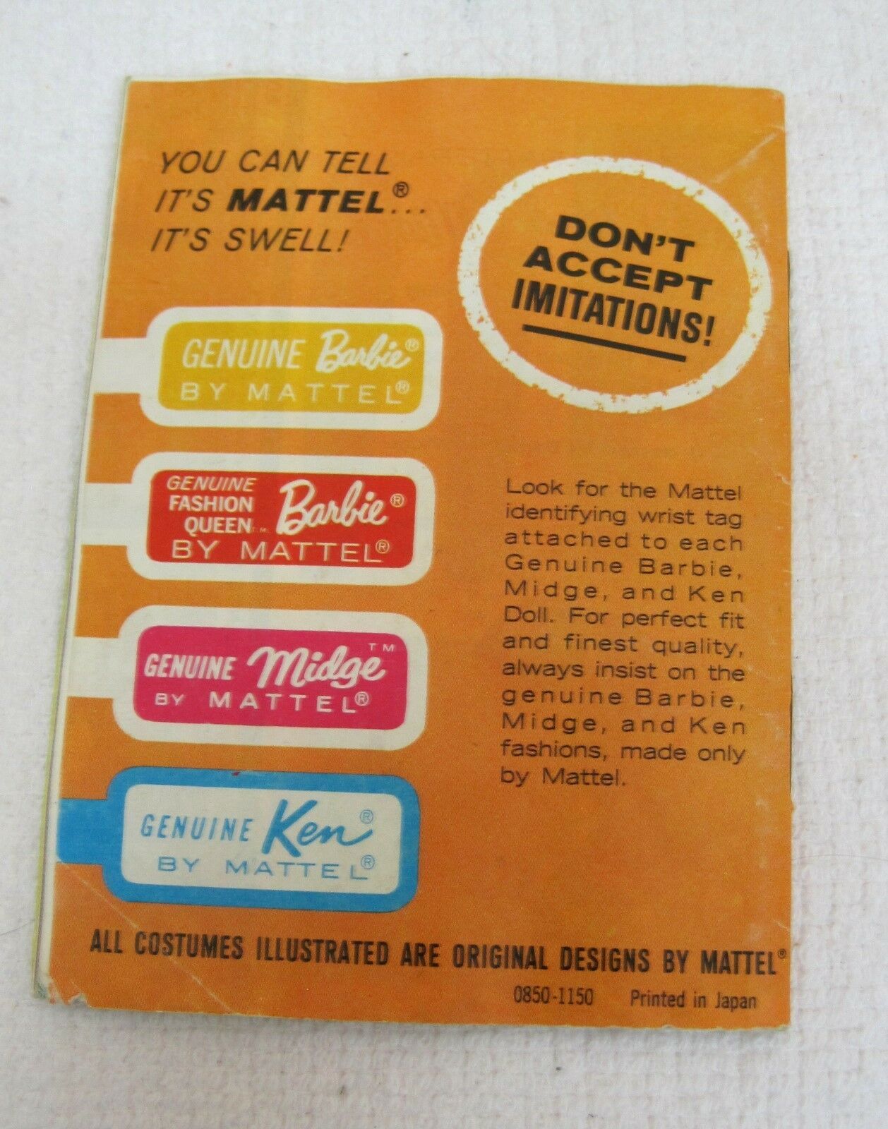 Ken 1962 Barbie Midge Blue Fashion Pamphlet Book Outfits Fashion Clothes